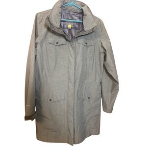 Eddie Bauer Travex WeatherEdge Rain Jacket Women's‎ L Green Hood Waterproof